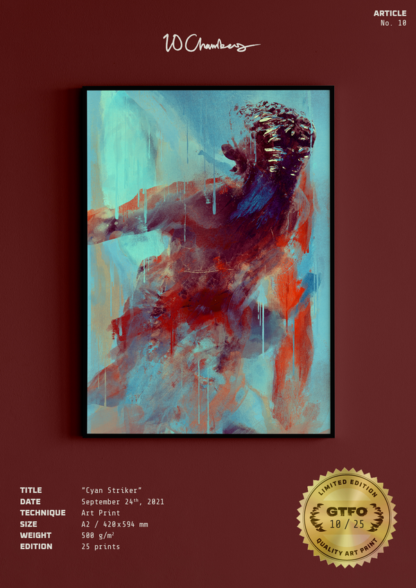 GTFO - Collectable art print-"Cyan Striker", No 10 out of 25.