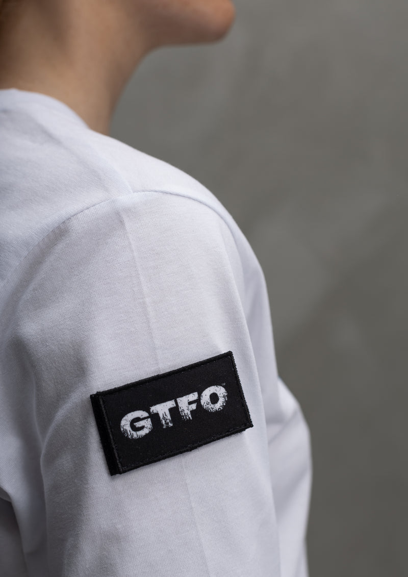 GTFO Long sleeve tee - Sticker pattern - White